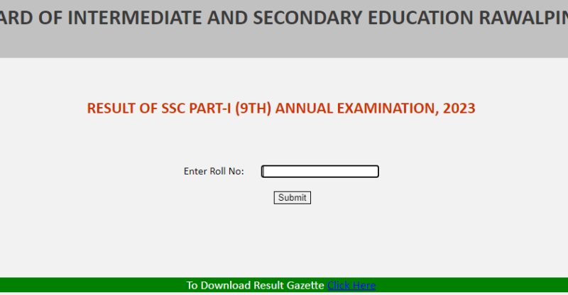 BISE Rawalpindi 9th Class Result 2023 – Check Results Online Here